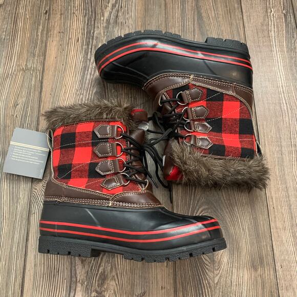 NWT Natural Reflections Lumber Jill Buffalo Plaid Winter Boots Size 7 - Picture 2 of 9
